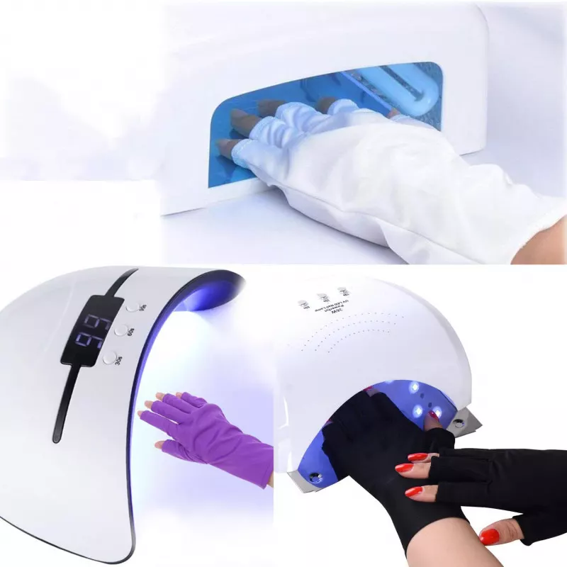 UV-Handschuhe Für Nagellampen – 1 Paar, UPF 200+, Fingerlos, Aus Nylon/Spandex, Schwarz, Schützt Vor UVA/UVB