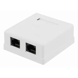 Ungeschirmte Netzwerkdose, Surface UTP 2xRJ45, Cat6, weiß