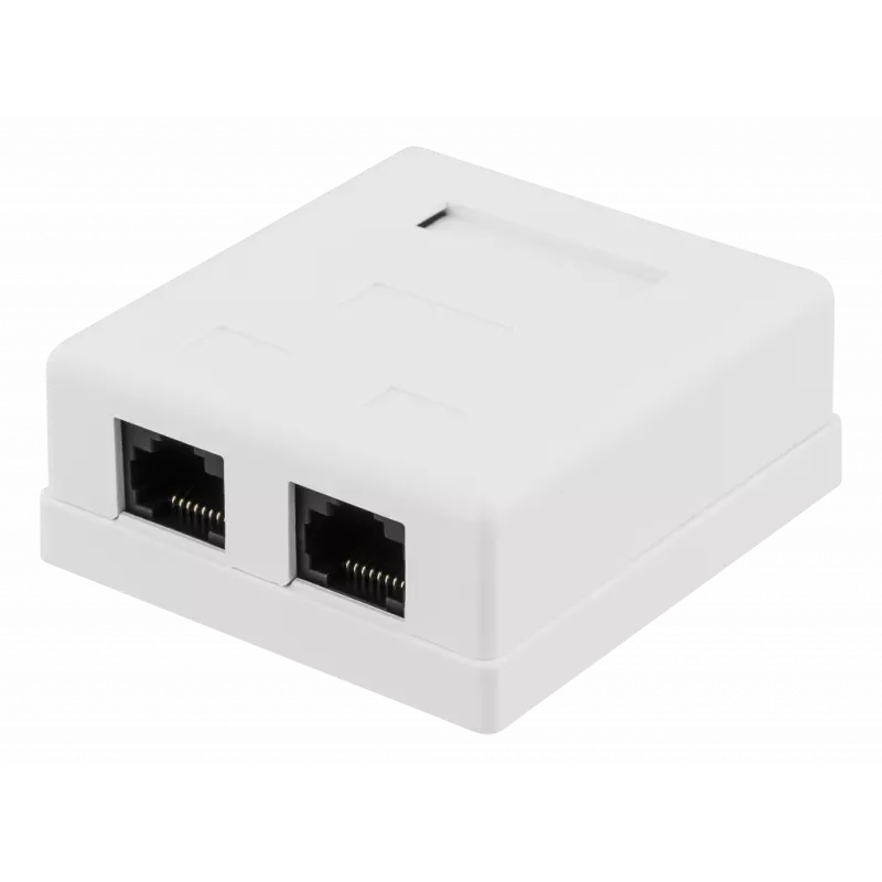 Ungeschirmte Netzwerkdose, Surface UTP 2xRJ45, Cat6, weiß