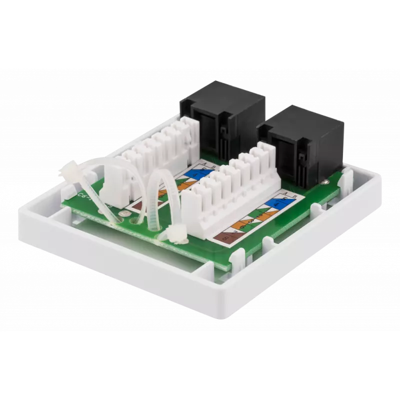 Ungeschirmte Netzwerkdose, Surface UTP 2xRJ45, Cat6, weiß