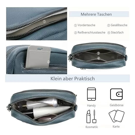 Umhängetasche Schultergurttasche PU-Leder color Blau