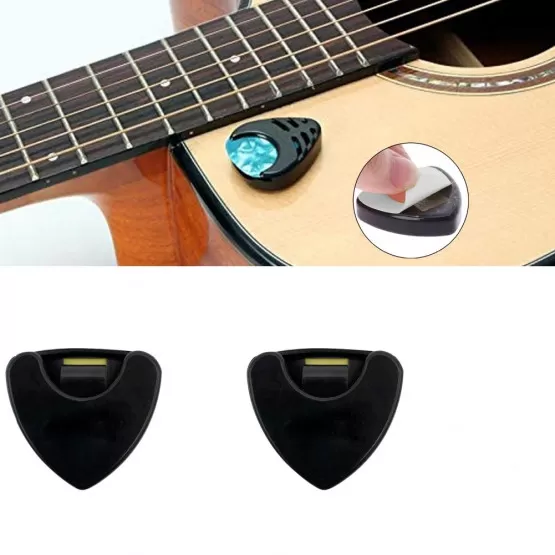 Gitarrenplektrenhalter Aus Holz – In Gitarrenform, Mit 3 Plektren, Aufbewahrungsbox Für Zubehör