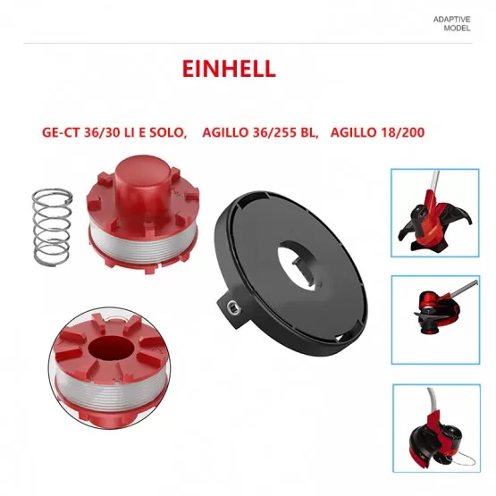 6 Ersatz-Spulen + Deckel + Feder Für Black & Decker Rasentrimmer – Kompatibel Mit Vielen Modellen
