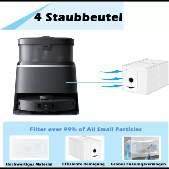 Sacchetti Per Aspirapolvere Ecovacs Deebot T30 Omni - 10 Pezzi, 3L, Antibatterici, A 4 Strati - Foto 7