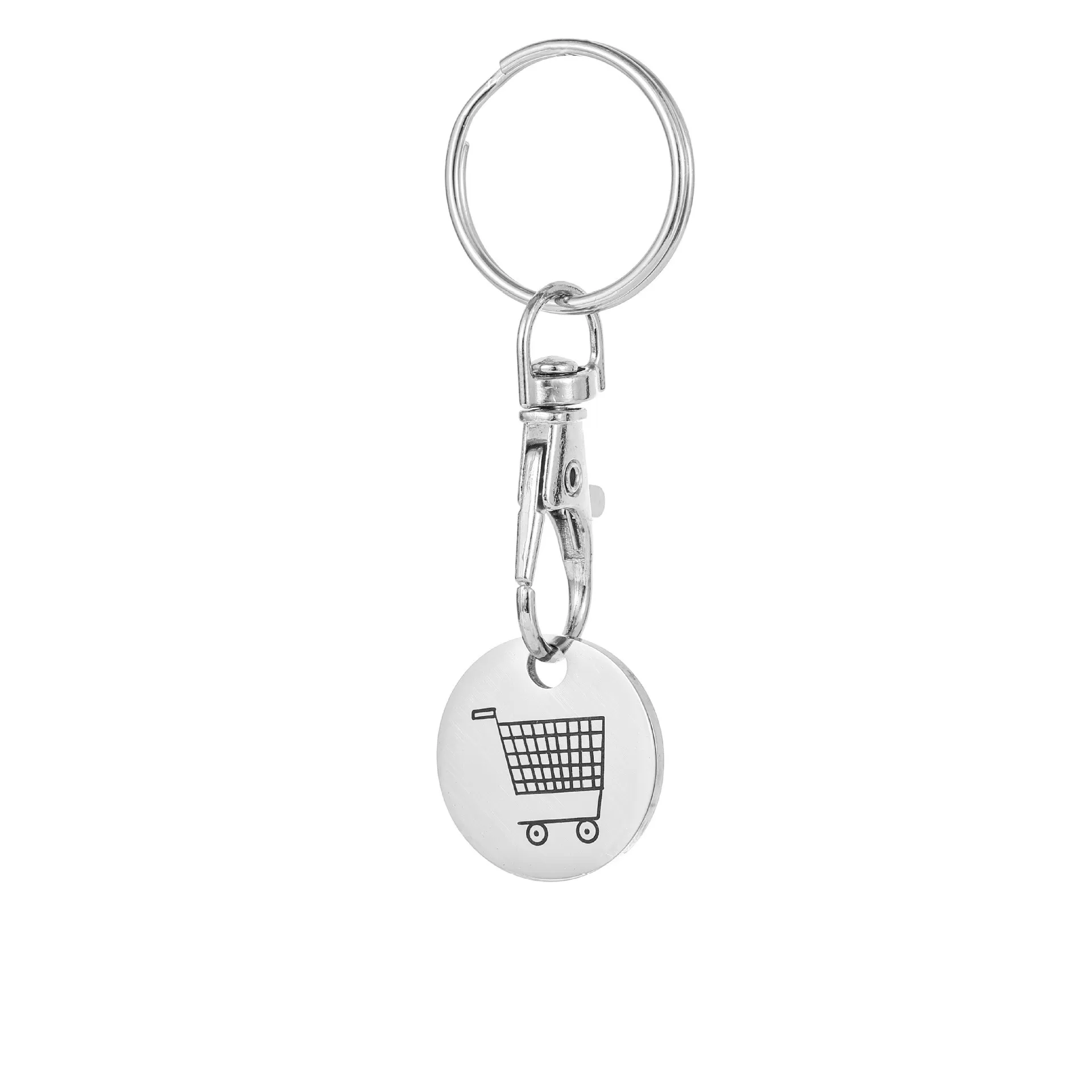 INF Einkaufswagenmünze aus Edelstahl mit Schlüsselring Einkaufswagen