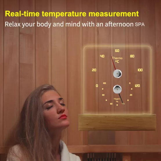 Mumusuki 2-in-1 Hygrometer Thermometer Für Sauna – Aus Zedernholz, Präzise & Dekorativ