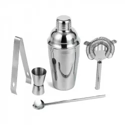 SKY FISH Barkeeper-Set 7-teilig - Edelstahl Schwarz, Mit Boston-Shaker, Sieb, Messbecher & Werkzeugen