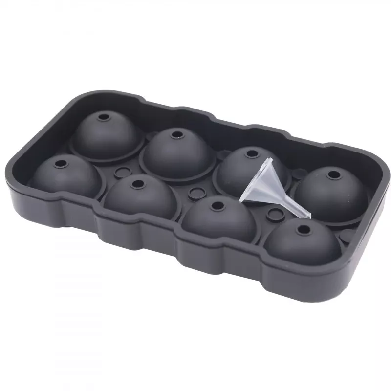 INF Eisform 8 große Eisbälle Silikon Schwarz