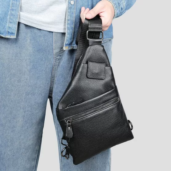 Brustbeutel UmhÃ¤ngetasche Echt Leder Herren Schultertasche Herren