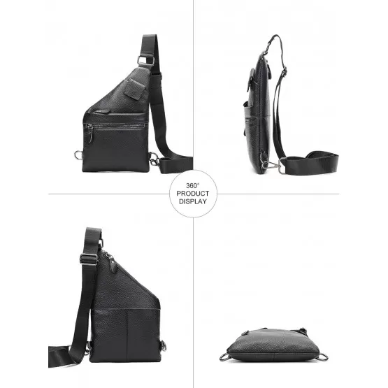 INF Brustbeutel aus echtem Leder für Herren, Umhängetasche