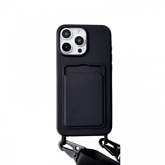 Schutzhülle Für IPhone 16 Pro Mit Kartenfach & Handschlaufe – Lederoptik, 6,3 Zoll