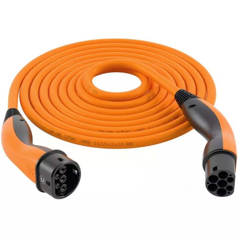 HELIX Komfort-Ladekabel Typ 2, bis zu 7,4 kW, 5 m, orange 