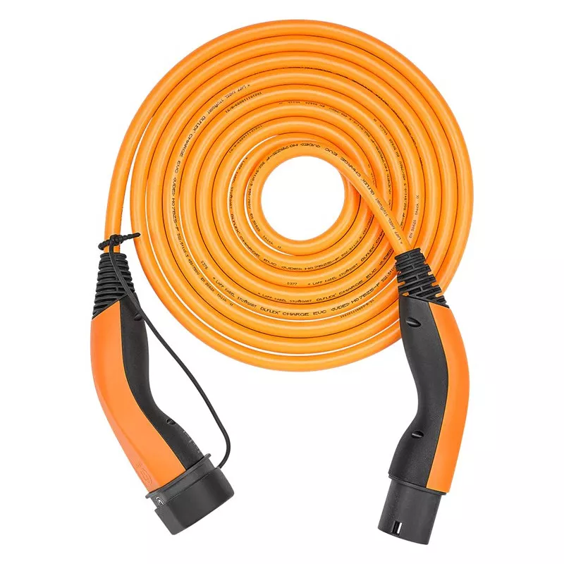 HELIX Komfort-Ladekabel Typ 2, bis zu 7,4 kW, 5 m, orange 