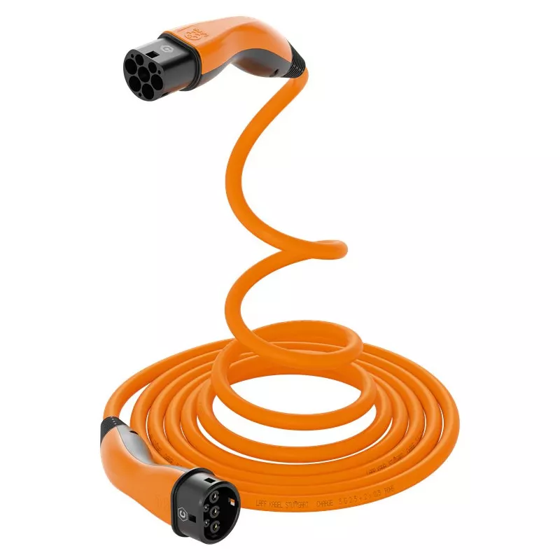 HELIX Komfort-Ladekabel Typ 2, bis zu 7,4 kW, 5 m, orange 