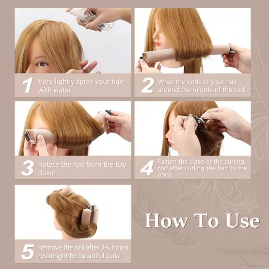 Lockenwickler Ohne Hitze Für Lange Haare | Weiches Samtband-Set Für Locken über Nacht (Rot)