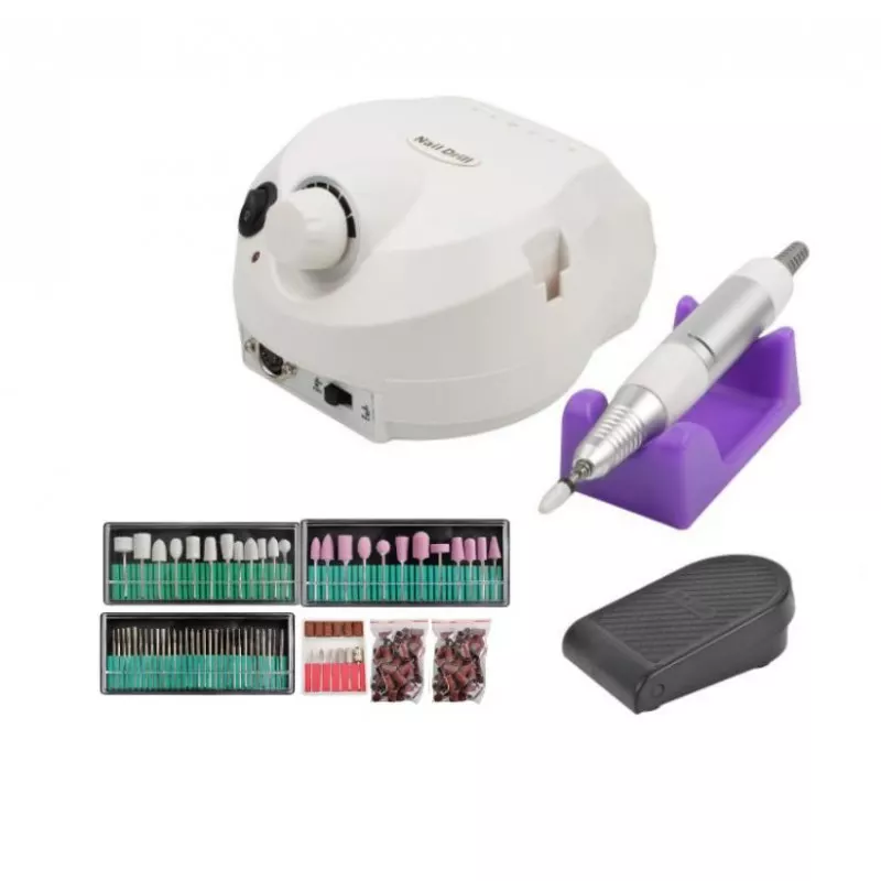Kabellose Elektrische Nagelfeile – 35000 U/min, Mit 12 Aufsätzen & Ladestation, Für Maniküre & Pediküre