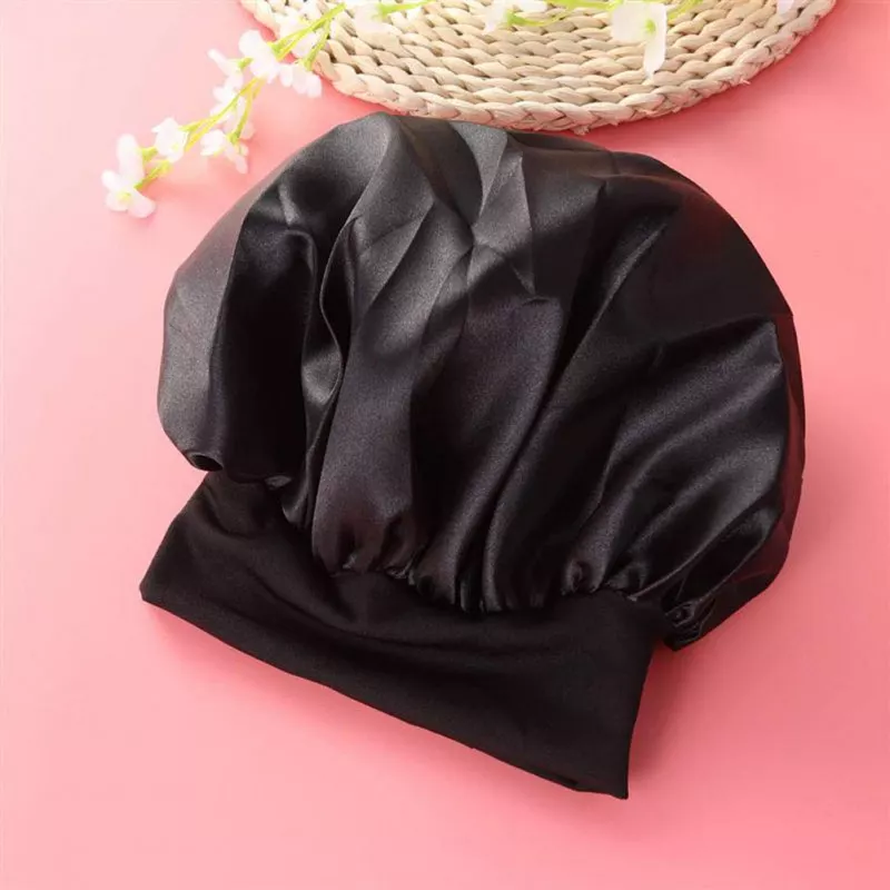 Satin Schlafmütze 2 Stück + Haargummis – Schonend Für Lockiges & Glattes Haar, Bequem Mit Gummizug