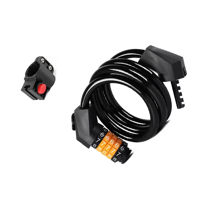 INF Fünfstelliges Fahrradschloss mit Stahlkabel - Schwarz