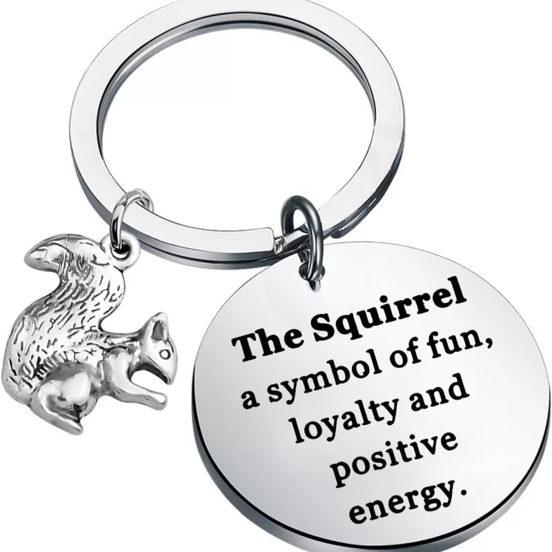 INF Süßer Eichhörnchen Schlüsselanhänger Edelstahl Schlüsselring für Tierliebhaber A
