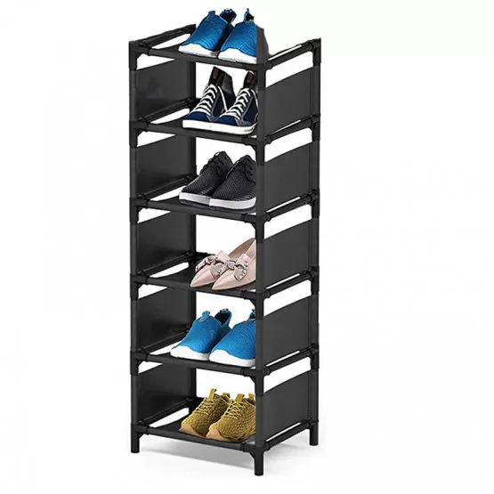 INF Schmales, weies 6-stckiges Schuhregal  Platzsparende Aufbewahrung