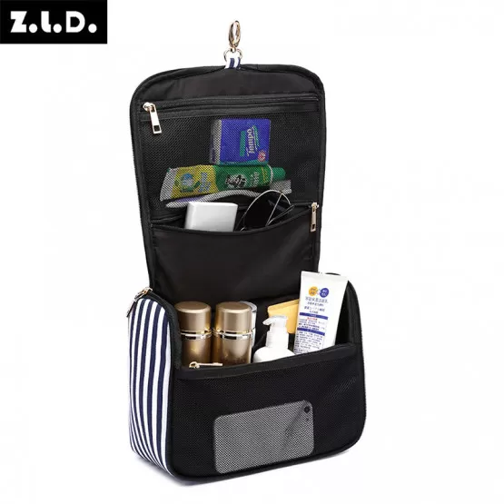 INF Gestreifte Kosmetiktasche aus Segeltuch - Main Image