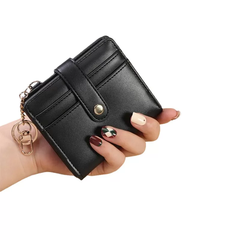 INF Kompakte Damenbrieftasche, Kurzgeldbörse, Trifold Geldbörse Schwarz