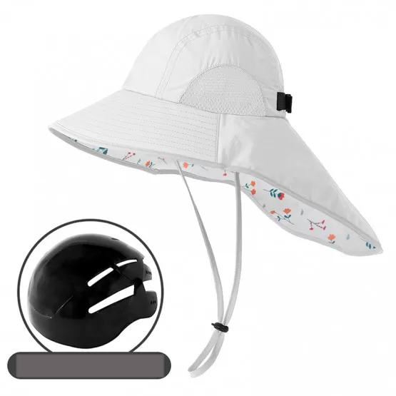 INF Weier Blumenmuster Sonnenhut mit Nackenschutz, kompatibel mit