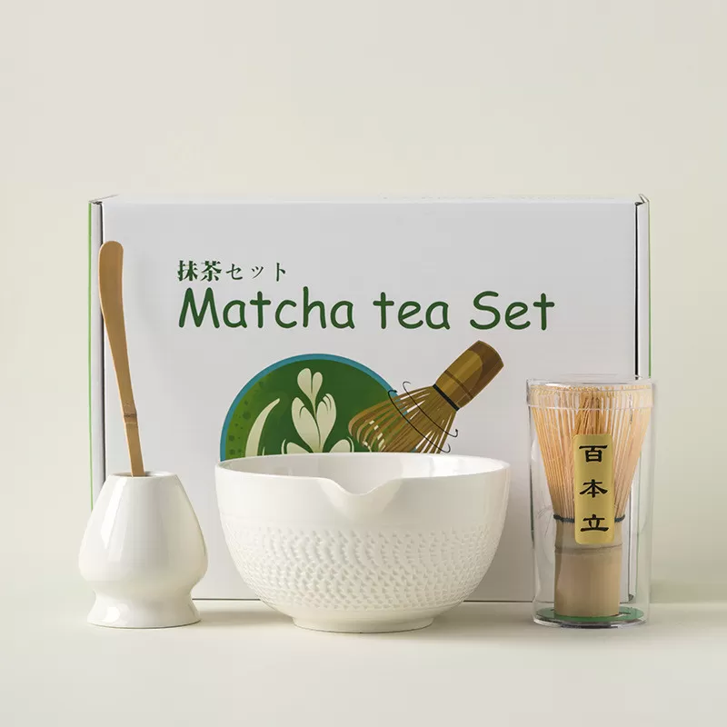 INF Matcha Besen Set SQ Jump Messer Glänzend Weiß 4-teiliges Set