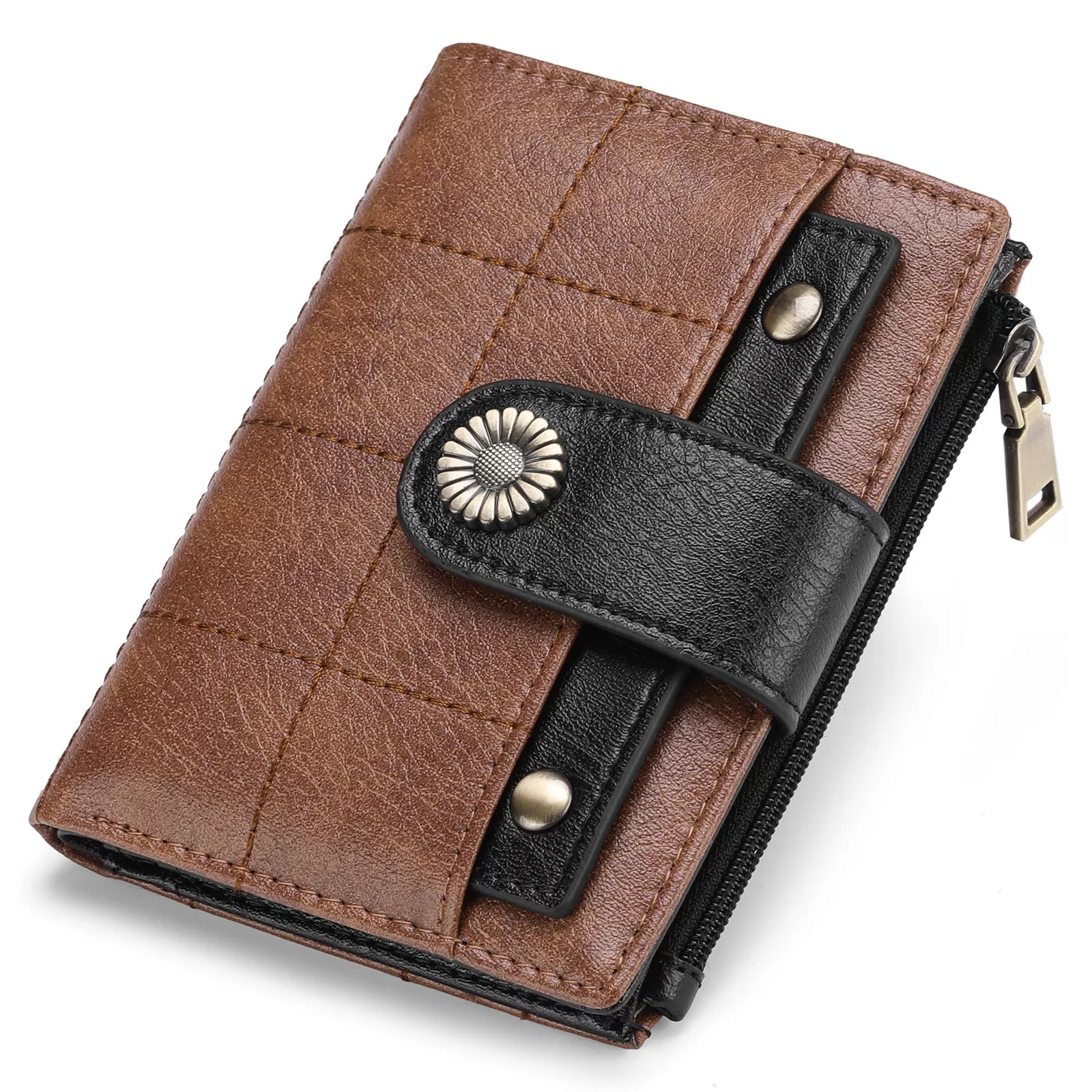 INF RFID-blockierende Brieftasche, kompakte Brieftasche aus PU-Leder für Damen