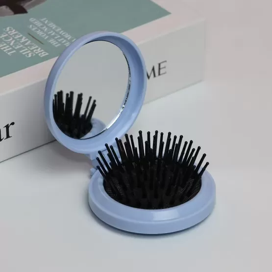 4 Stück Haarkamm Mit Spiegel – Faltbarer Rundkamm, Luftkissen-Design, Tragbar Für Reise & Handtasche