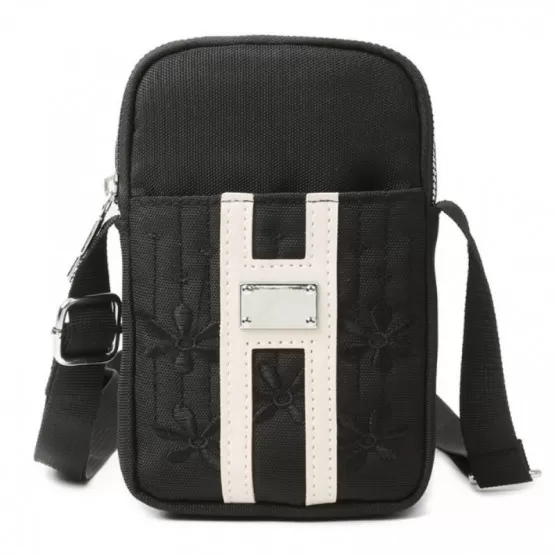 INF Stilvolle schwarze Oxford-Stoff-Handytasche - Umhnge- &