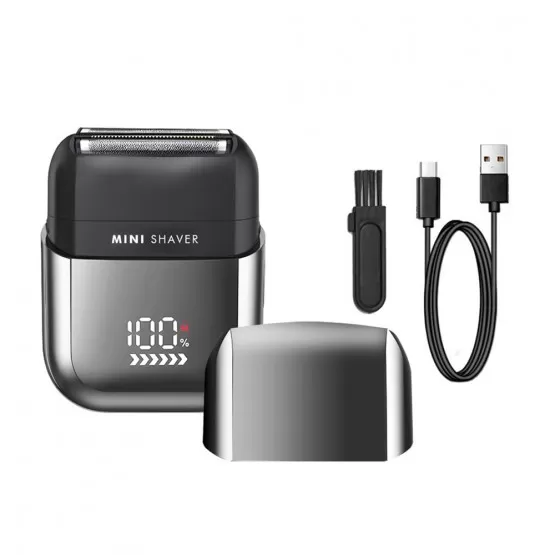 INF Mini-Rasierer in Gunmetal-Optik – USB-aufladbar, IPX7 wasserdicht