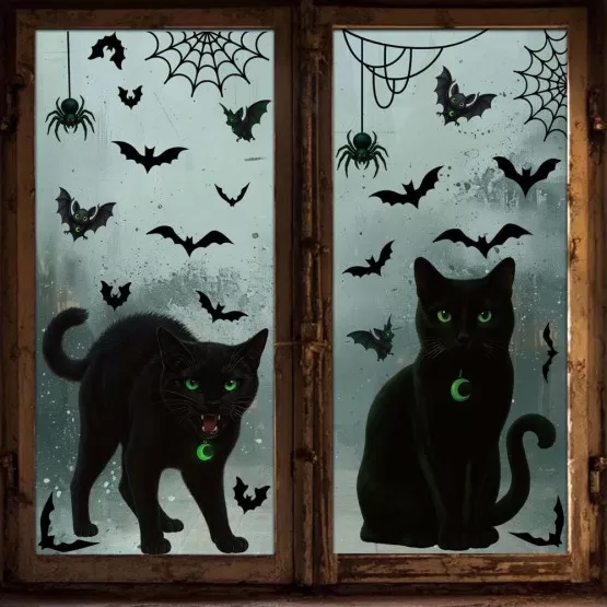 Halloween Fledermaus Aufkleber 26 Stück - Statische Fensterdekoration Schwarz