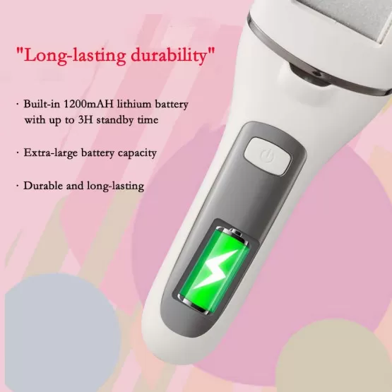 Elektrische Hornhautfeile Mit Digitalanzeige – Wasserdicht, 2 Geschwindigkeiten, USB-Aufladung, Inkl. Zubehör