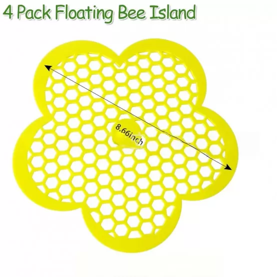 2er-Set Insektentränke – Bienen-Trinkbecher, Waben-Design, Schwimmende Insel, ABS, Gelb, 18x9cm