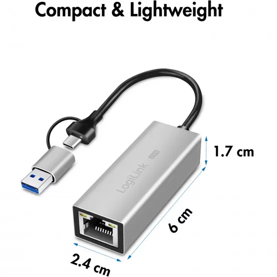 LogiLink USB-A/USB-C - 2,5 Gigabit Netzwerkadapter RJ45