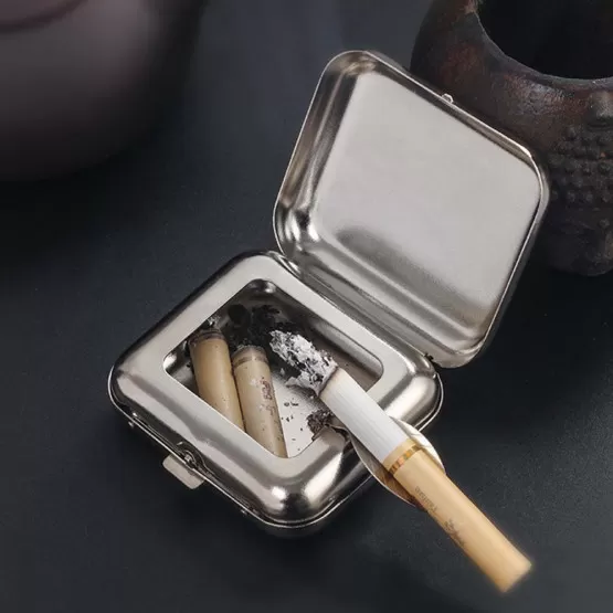 Mini-Aschenbecher Mit Deckel Aus Edelstahl – Tragbar, Luftdicht, Für Unterwegs & Büro