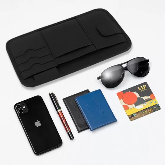 INF Leder Auto Sonnenblenden Organizer: Tragbare multifunktionale