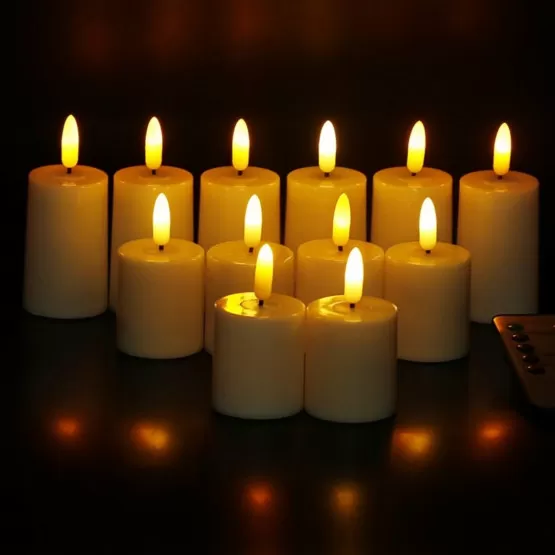 INF 6er-Set Wiederaufladbare LED-Flammenlose Kerzen mit Fernbedienung