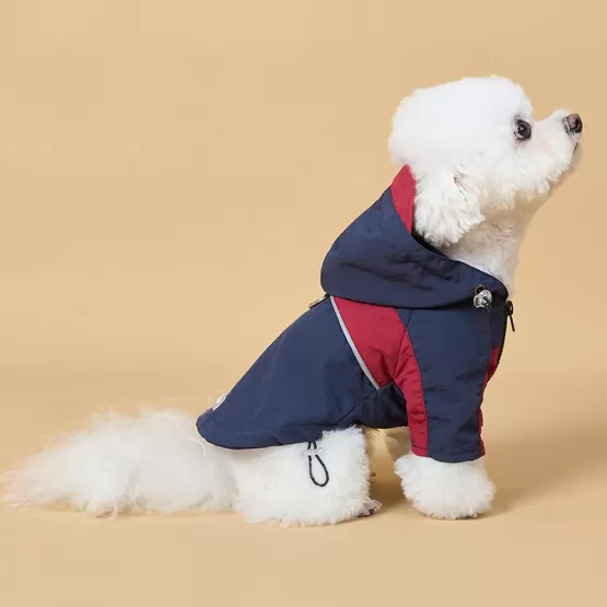 INF Marineblauer Winterhundemantel: Verdickte, warme, wasserdichte,
