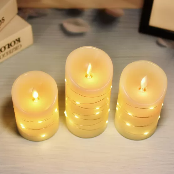 INF LED-Licht mit flackernden Flammen und Fernbedienung, 3er-Pack