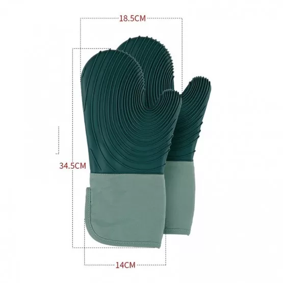 INF Grne, gerippte Ofenhandschuhe - Hitzebestndige Kchenhandschuhe (1