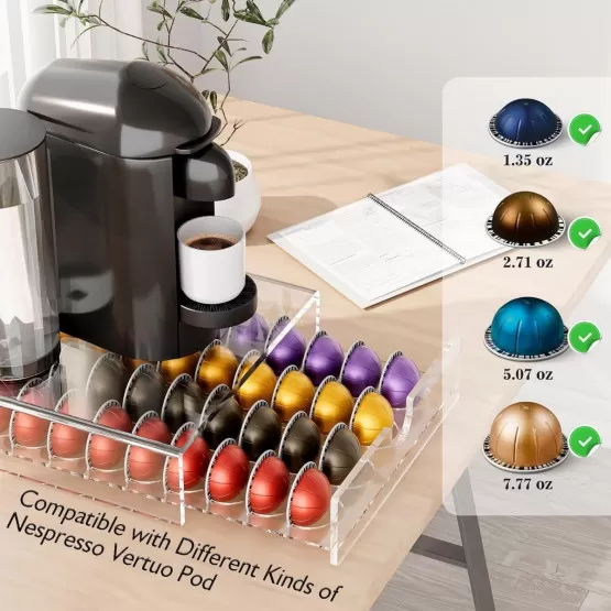 INF Acryl Kaffeekapselhalter fr Nespresso Vertuo  Platz fr 40 Kapseln