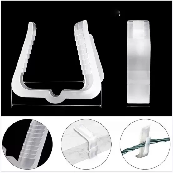 INF 50 Stück Weihnachtslichter Clips, Plastik Dachrinnenhaken für Außen