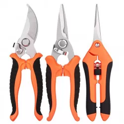 INF Gartenschere 3-teiliges Set - Orange, 3CR13 Edelstahl Schnittscheren für Formgebung, Gesundheit und Blüten-/Fruchtförderung