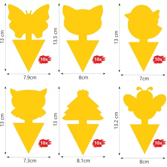 INF Garten Klebe-Fallenplatten Set - 60 doppelseitige gelbe Klebefallen für Fliegen, PP-Klebeplatte mit Kleber und Trennpapier