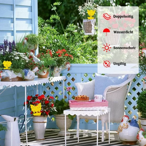 INF Garten Klebe-Fallenplatten Set - 60 doppelseitige gelbe Klebefallen für Fliegen, PP-Klebeplatte mit Kleber und Trennpapier