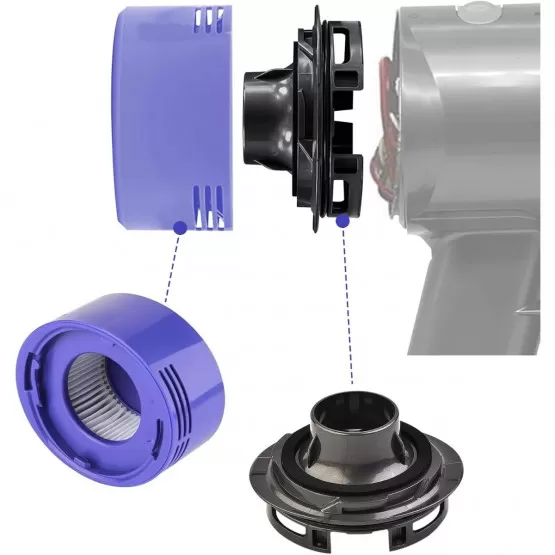 INF Motor-Hinterabdeckung und hinterer HEPA-Filter-Konvertierungssatz, kompatibel mit Dyson V7 und V8