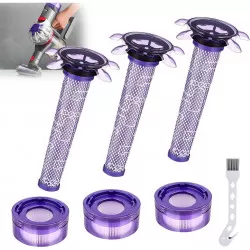 INF Ersatz-Zubehörset kompatibel mit Dyson V8 – 3 HEPA-Nachmotorfilter, 3 Vorfilter kompatibel mit Samsung & Reinigungsbürste