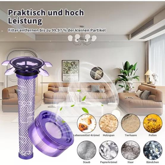 INF Ersatz-Zubehörset kompatibel mit Dyson V8 – 3 HEPA-Nachmotorfilter, 3 Vorfilter kompatibel mit Samsung & Reinigungsbürste